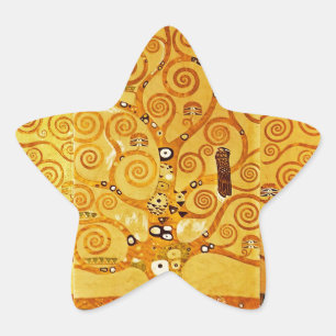 Gustav Klimt Tree of Life: Art Nouveau Symbolist Star Sticker
