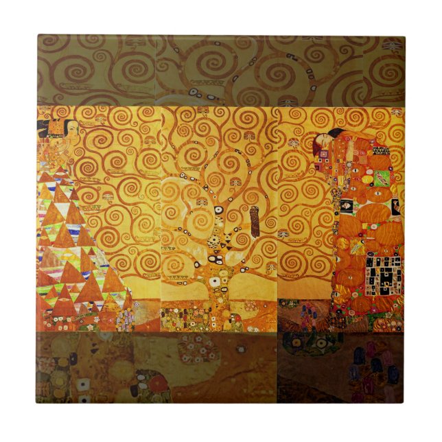 Gustav Klimt Tree of Life: Art Nouveau Symbolist Tile (Front)