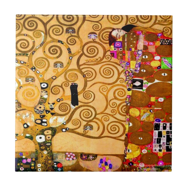 Gustav Klimt Tree of Life Ceramic Tile (Front)