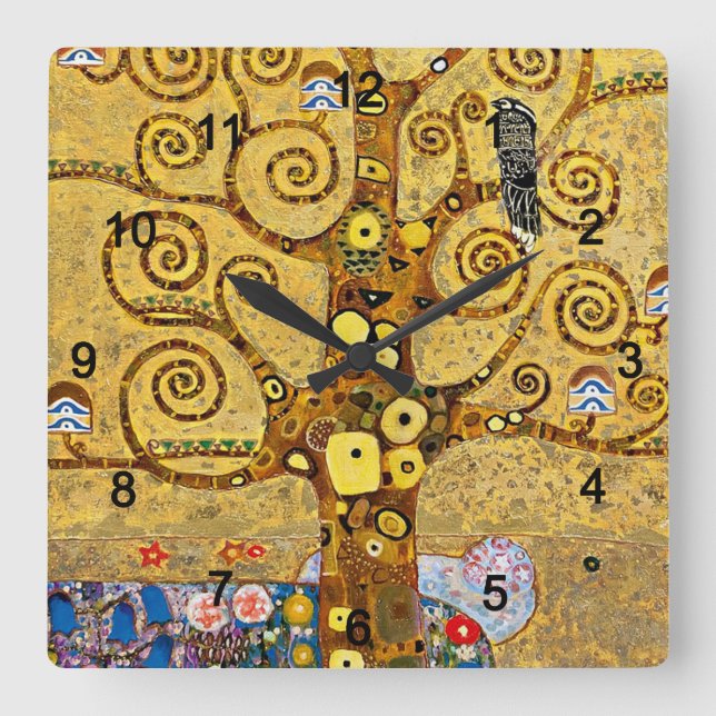 Gustav Klimt , "Tree of life" Square Wall Clock (Front)