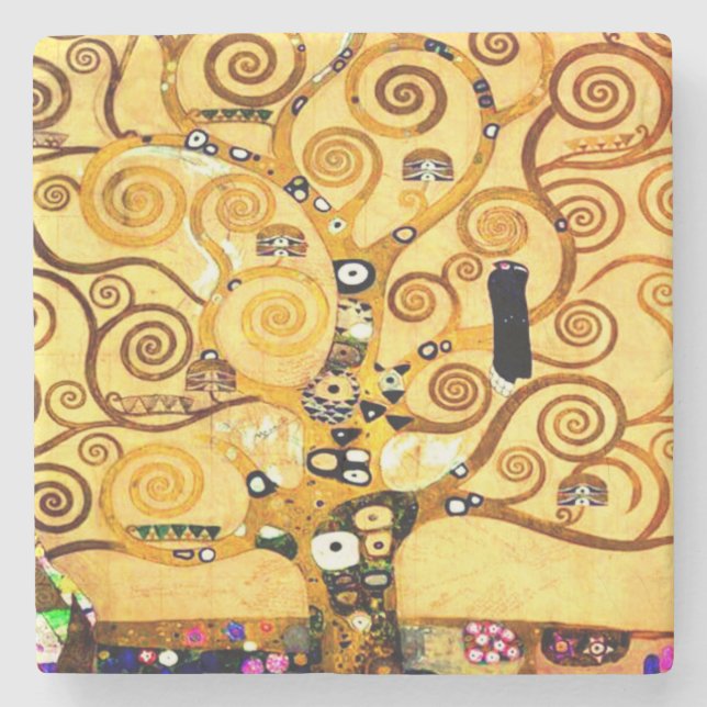 Gustav Klimt Tree of Life Stone Coaster (Front)