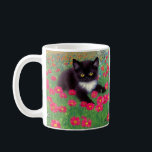 Gustav Klimt Tuxedo Cat Coffee Mug<br><div class="desc">Coffee Mug featuring a Gustav Klimt tuxedo cat! This adorable black and white kitty sits in a field of red,  blue,  white,  and orange flowers. An awesome gift for cat lovers and Austrian art enthusiasts!</div>