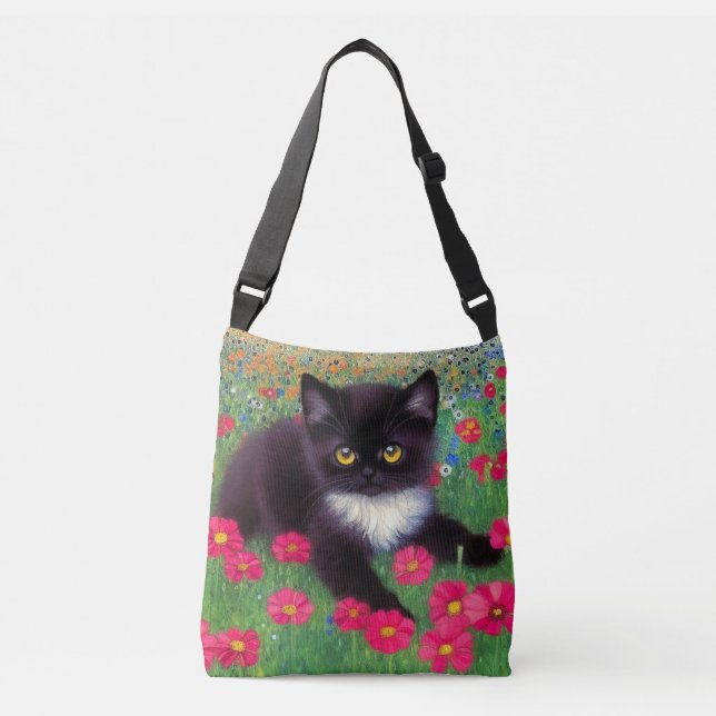 Gustav Klimt Tuxedo Cat Crossbody Bag (Front)