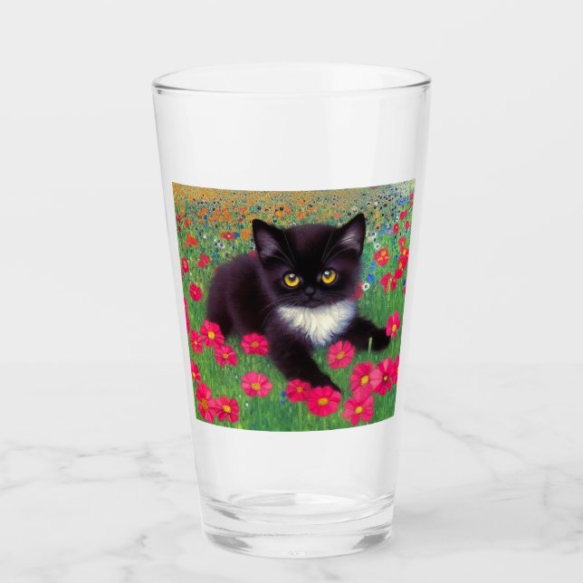 Gustav Klimt Tuxedo Cat Glass (Front)