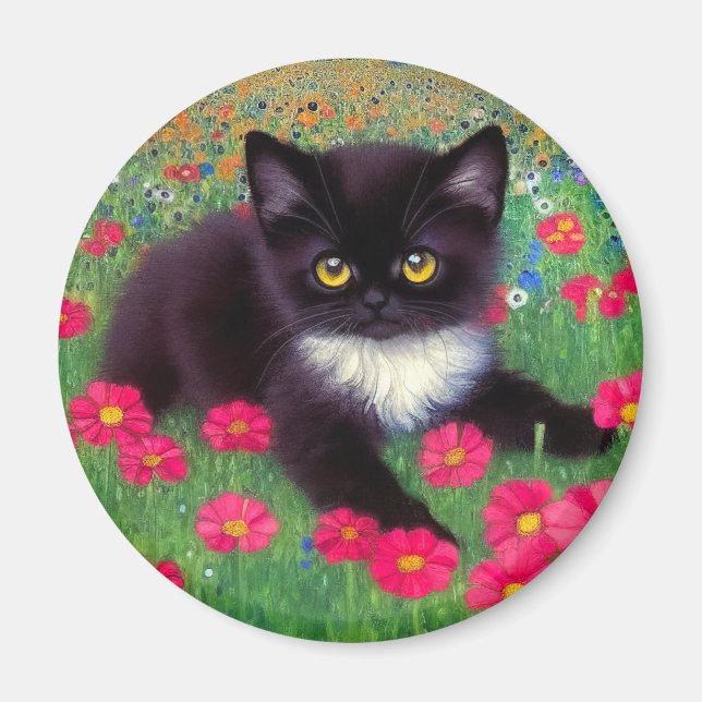 Gustav Klimt Tuxedo Cat Magnet (Front)