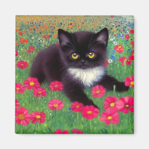 Gustav Klimt Tuxedo Cat Magnet