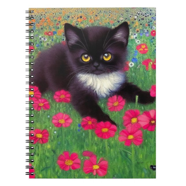 Gustav Klimt Tuxedo Cat Notebook (Front)