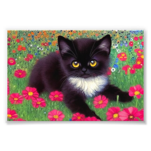 Gustav Klimt Tuxedo Cat Photo Print (Front)