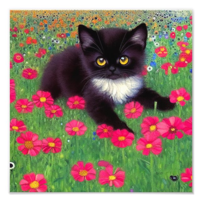 Gustav Klimt Tuxedo Cat Photo Print (Front)