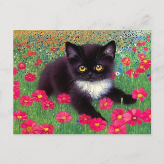 Gustav Klimt Tuxedo Cat Postcard (Front)