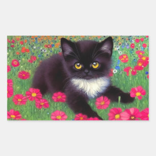 Gustav Klimt Tuxedo Cat Rectangular Sticker