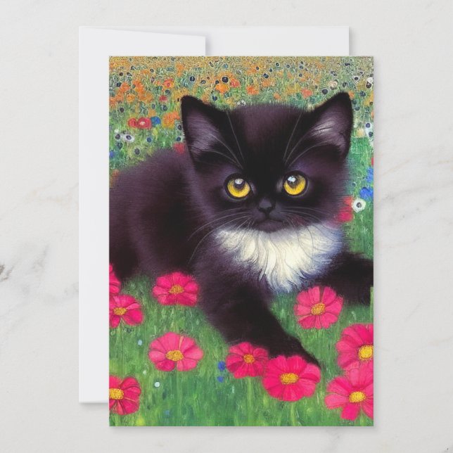 Gustav Klimt Tuxedo Cat Save The Date (Front)