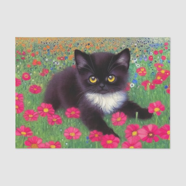 Gustav Klimt Tuxedo Cat Tissue Paper (Front)