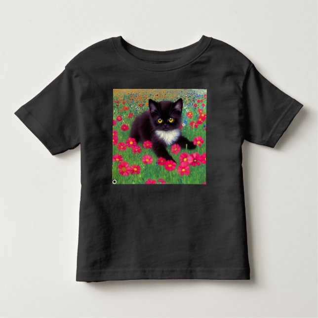Gustav Klimt Tuxedo Cat Toddler T-Shirt (Front)
