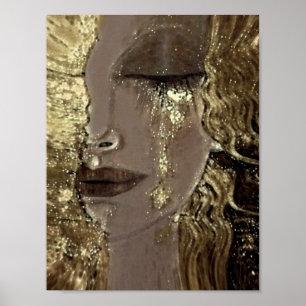 Gustav Klimt Version Woman with a Gold Tear Poster