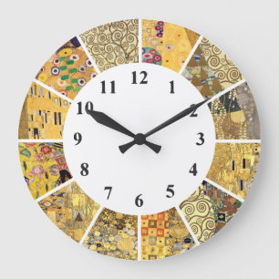 Gustav Klimt Wall Clock - Gold Pattern Art Nouveau