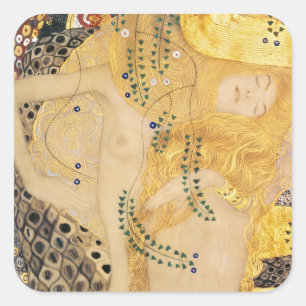 Gustav Klimt - Water Serpents I Square Sticker