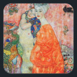 Gustav Klimt - Women Friends Square Sticker<br><div class="desc">Women Friends - Gustav Klimt,  Oil on Canvas,  1916-17 (destroyed in 1945)</div>
