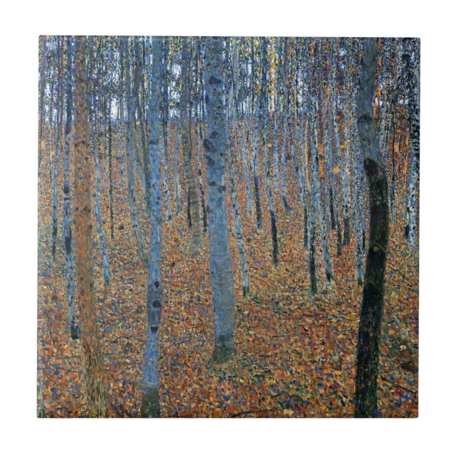Gustav Klimt's Beech Grove I - Digitally Enhanced Ceramic Tile (Front)