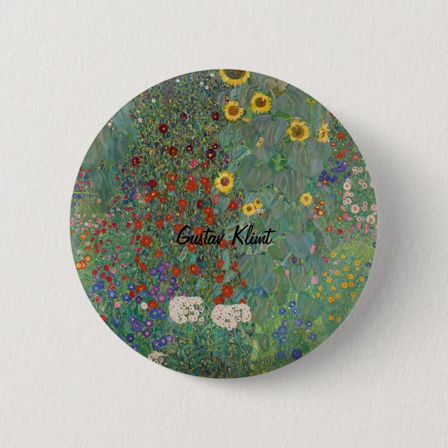 Gustav Klimt's Farm Garden with Sunflowers 6 Cm Round Badge (Front)