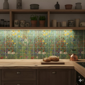 Gustav Klimt's Farm Garden with Sunflowers Ceramic Tile