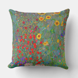 Gustav Klimt's Farm Garden with Sunflowers  Cushion