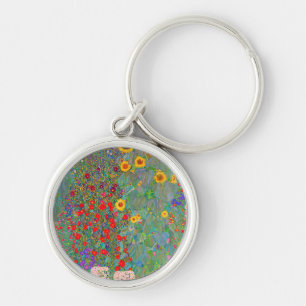 Gustav Klimt's Farm Garden with Sunflowers  Key Ring