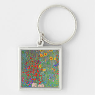 Gustav Klimt's Farm Garden with Sunflowers  Key Ring