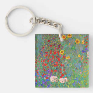 Gustav Klimt's Farm Garden with Sunflowers   Key Ring