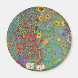 Gustav Klimt's Farm Garden with Sunflowers   Magnet