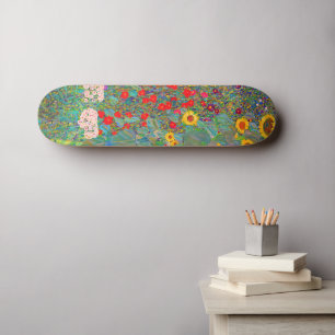 Gustav Klimt's Farm Garden with Sunflowers Skateboard