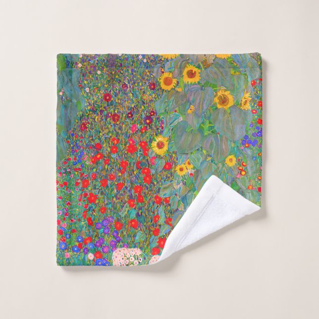 Gustav Klimt's Farm Garden with Sunflowers  Wash Cloth (Wash Cloth)