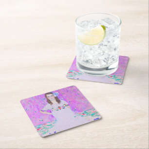 Gustav Klimt's Mäda Primavesi paintng Square Paper Coaster