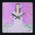 Gustav Klimt's Mäda Primavesi paintng   Square Wall Clock<br><div class="desc">Gustav Klimt's Mäda Primavesi paintng  Square Wall Clock.</div>