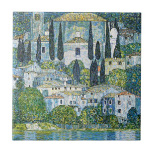  Gustav Klimt's Masterpiece Kirche in Cassone Ceramic Tile