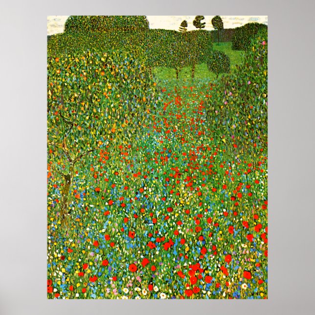 Gustav Klimt's Mohnfeld (1907) famous painting.  Poster (Front)