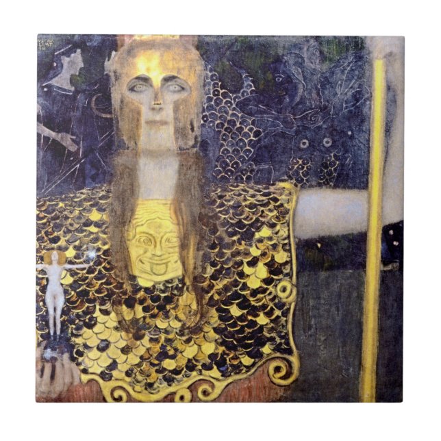Gustav Klimt's Pallas Athena - Timeless Art on Ceramic Tile (Front)