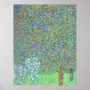Gustav Klimt's Rosebushes under the Tree painting Poster