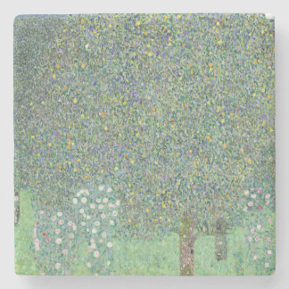 Gustav Klimt's Rosebushes Under the Trees, 1905 Stone Coaster