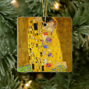 Gustav Klimt's The Kiss famous painting. Ceramic Ornament