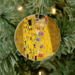 Gustav Klimt's The Kiss famous painting.  Ceramic Ornament<br><div class="desc">Gustav Klimt's The Kiss famous painting.  Ceramic Ornament
Famous Gustav Klimt painting.</div>