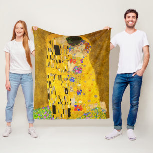Gustav Klimt's The Kiss famous painting Fleece Blanket