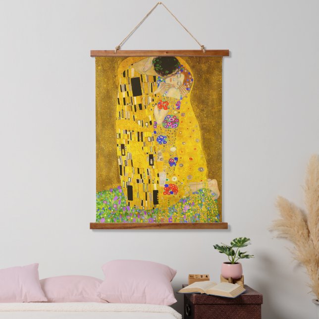 Gustav Klimt's The Kiss famous painting Hanging Tapestry (Bedroom)