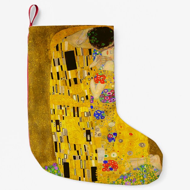 Gustav Klimt's The Kiss famous painting Small Christmas Stocking (Front)