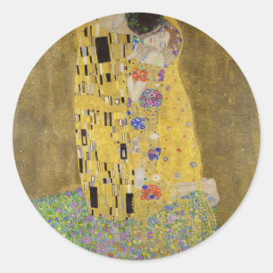 Gustav Klimt's The Kiss Painting Art  Classic Round Sticker