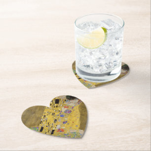 Gustav Klimt's The Kiss Painting Art Paper Coaster