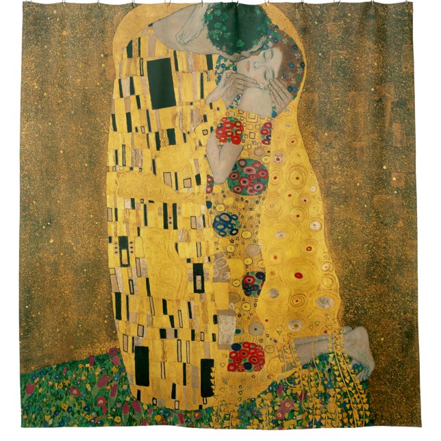 Gustav Klimt's The Kiss Painting Shower Curtain (Front)