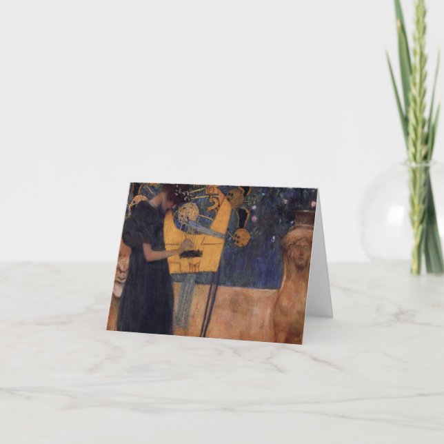 Gustav Kllimt Harp Music Note Card (Front)