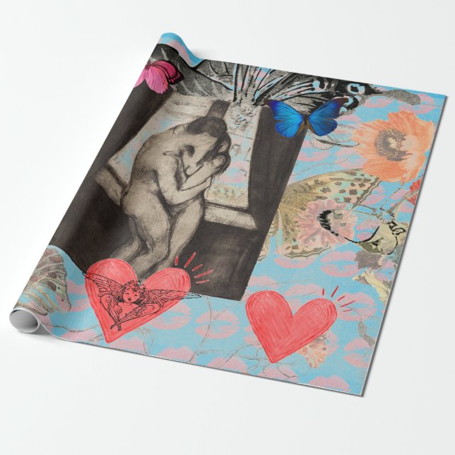 GUSTAV MUNCH "THE KISS" WRAPPING PAPER (Unrolled)