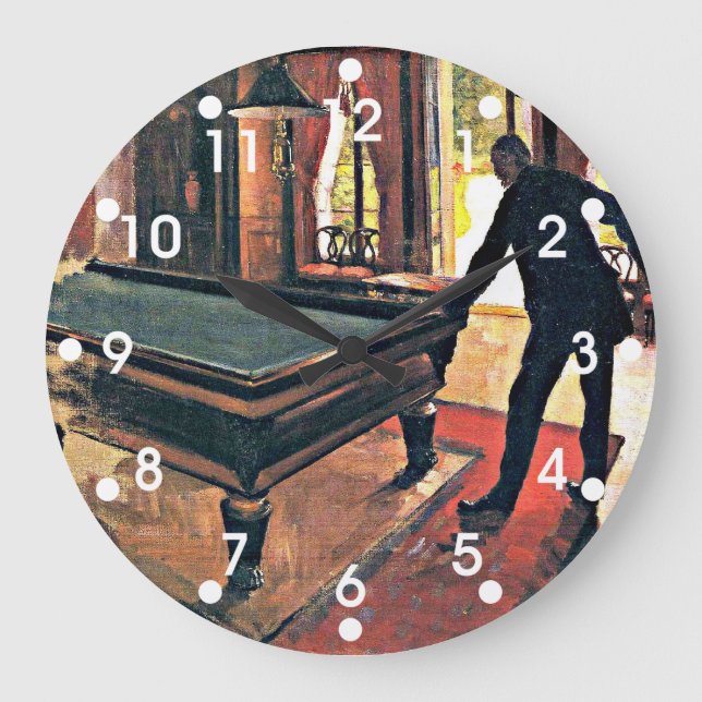Gustave Caillebotte art: Billiards Large Clock (Front)